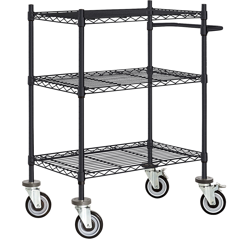 Chariot à plateaux en fil métallique noir