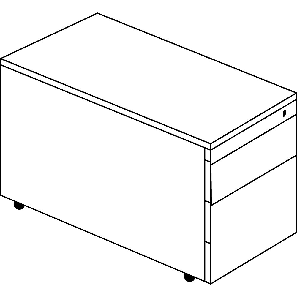 Schubladencontainer mit Rollen, HxT 579 x 800 mm, Kunststoffplatte, 1 Materialschub, 1 Hängeregistratur, reinweiß / weißaluminium / Ahorn mauser 2
