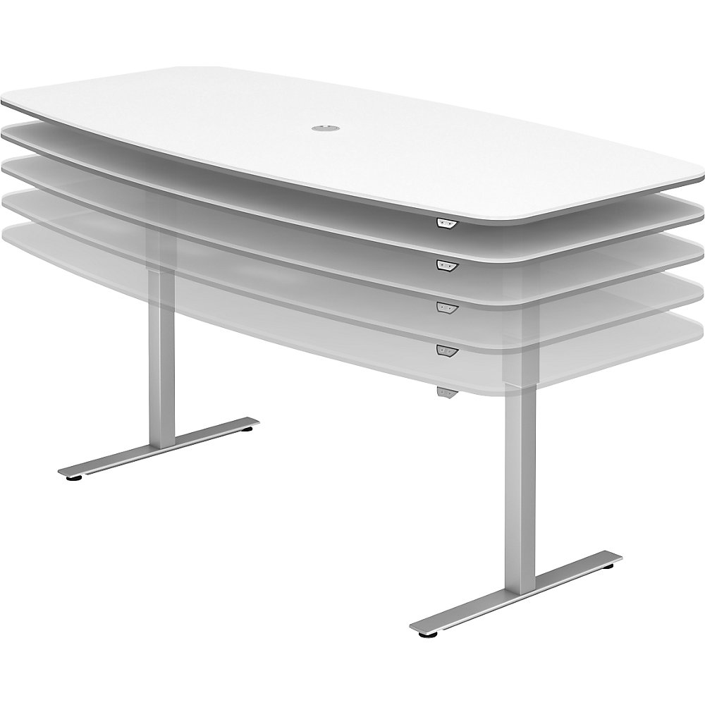 kaiserkraft Konferenztisch, BxT 2200 x 1030 mm, elektrisch höhenverstellbar 720 - 1190 mm, weiß 2