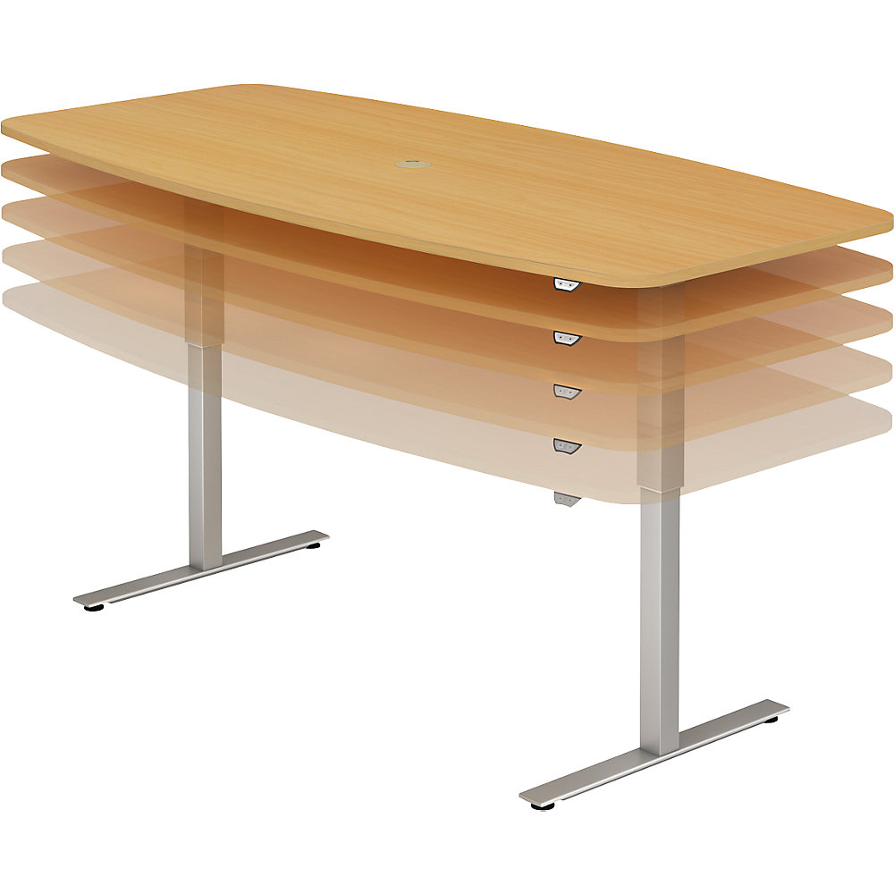 kaiserkraft Konferenztisch, BxT 2200 x 1030 mm, elektrisch höhenverstellbar 720 - 1190 mm, Buche-Dekor 2