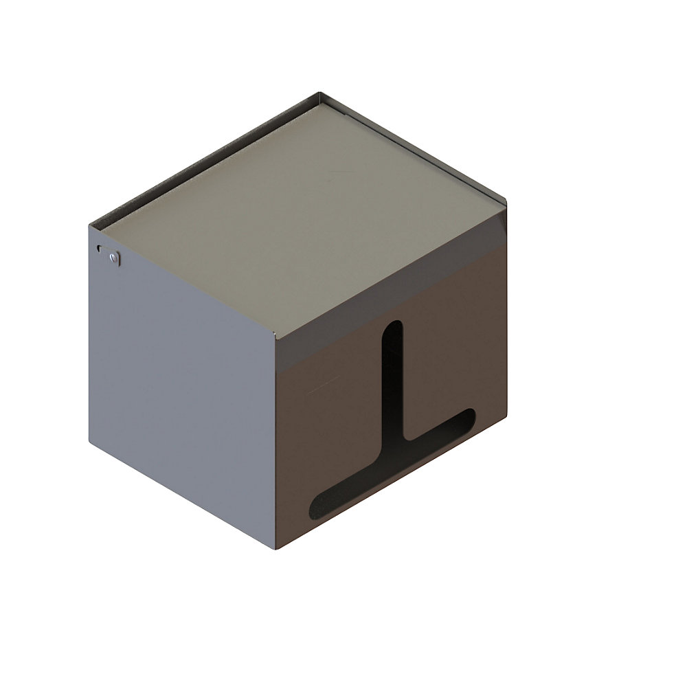 Boîte distributrice avec couvercle, ouverture et affichage du niveau de remplissage frontal