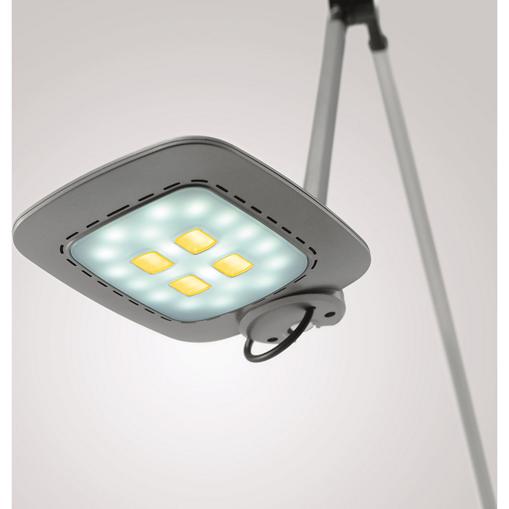 LED-Tischleuchte E-MOTION, Sensorschalter, dimmbar, Kopf drehbar, Doppelarm, silber Hansa 2