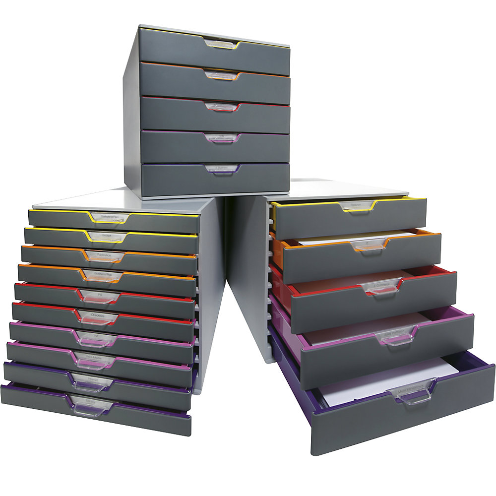 Durable VARICOLOR10 - 7610 761027 Caisson à tiroirs gris DIN A4, DIN C4, folio, lettre Nombre de tiroirs: 10 2