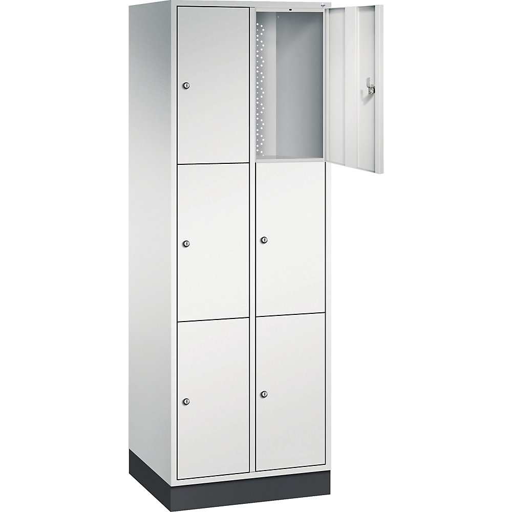 3er-Schließfachschrank Intro, 2 Abteile, lichtgrau, BxT 620 x 500 mm C+P 2