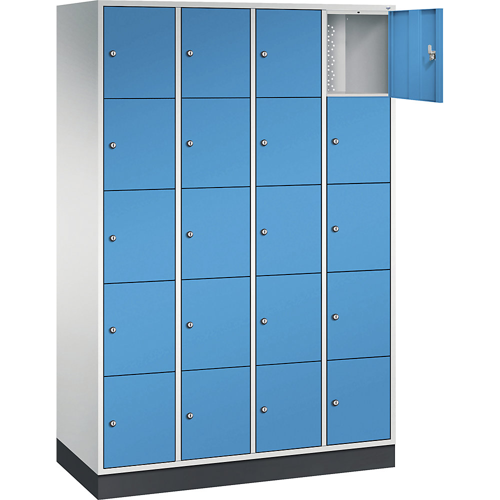 5er-Schließfachschrank Intro, 4 Abteile, lichtgrau / lichtblau, BxT 1220 x 500 mm C+P 2