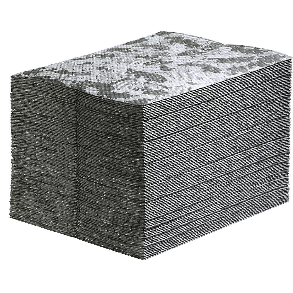 PIG HAM-O® universal absorbent sheeting mat, universal version, grey, WxL 410 x 510 mm, pack of 100