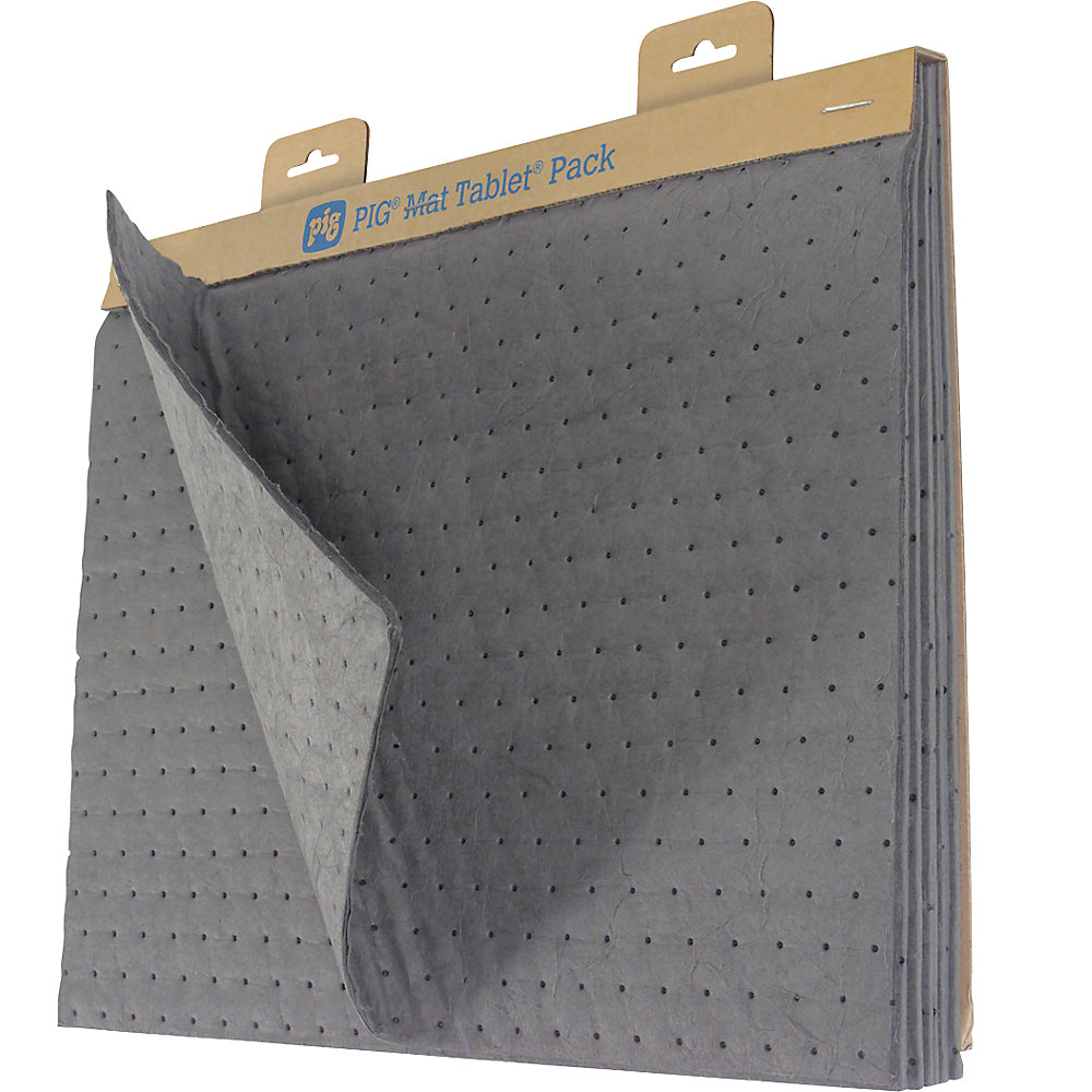 PIG MAT TABLET® pack - universal absorbent sheet dispenser, universal version, pack of 9, WxL 360 x 510 mm