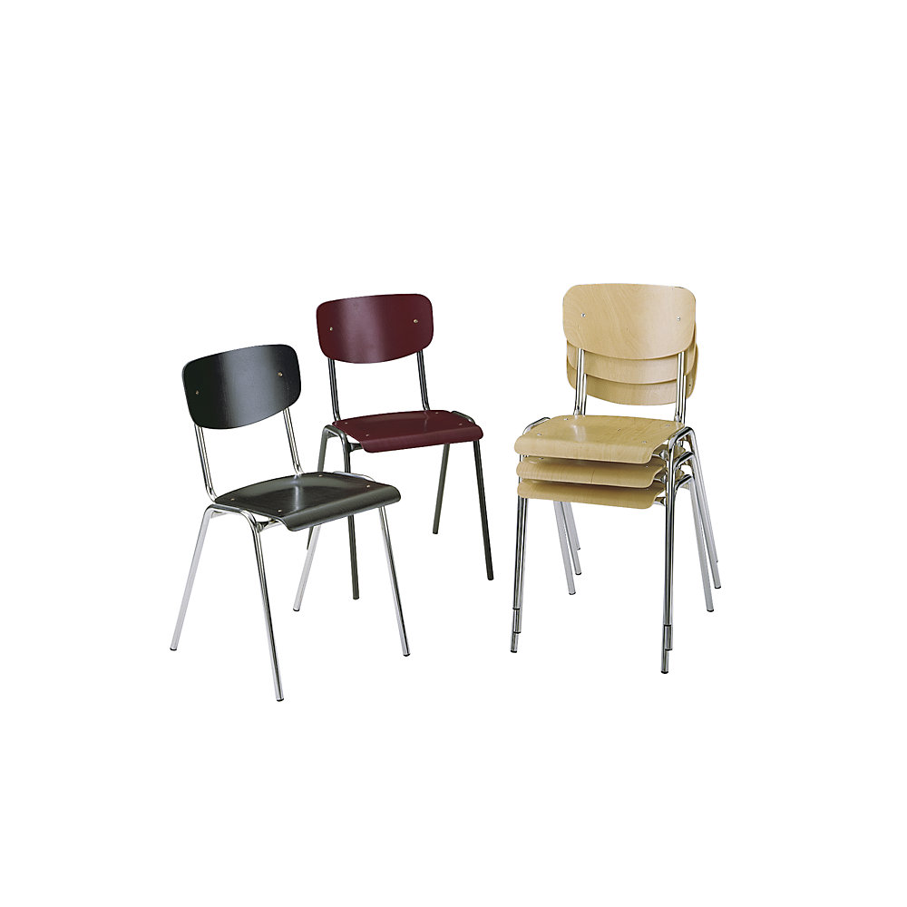 Kaiserkraft CLASSIC Wooden Shell Chair Anthracite 4-Pack 2
