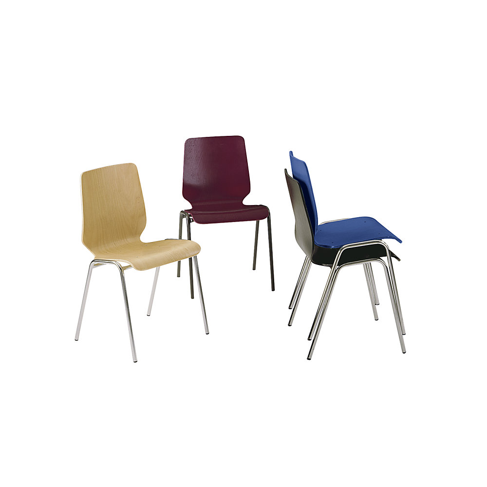 Kaiserkraft NUKI Chaise à coque en bois, Anthracite, Lot de 4 2