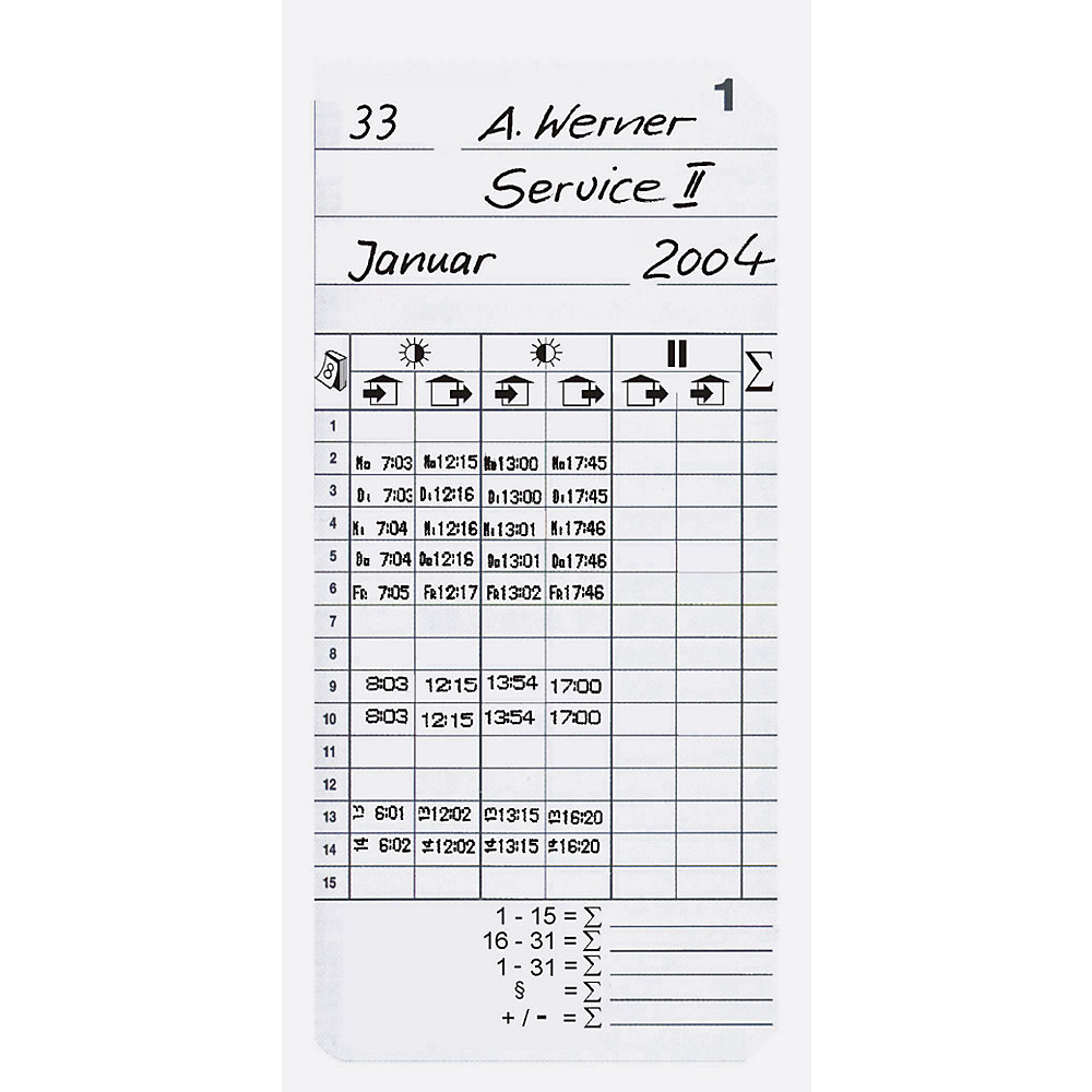 Cartes de pointage, lot de 500, h x l 184 x 85 mm, pour pointeuse K 600
