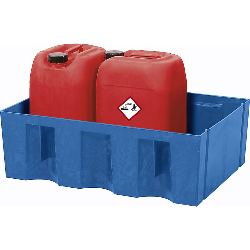 asecos PE sump tray for 60 litre drums, sump capacity 60 l, floor / pallet sump, without grid