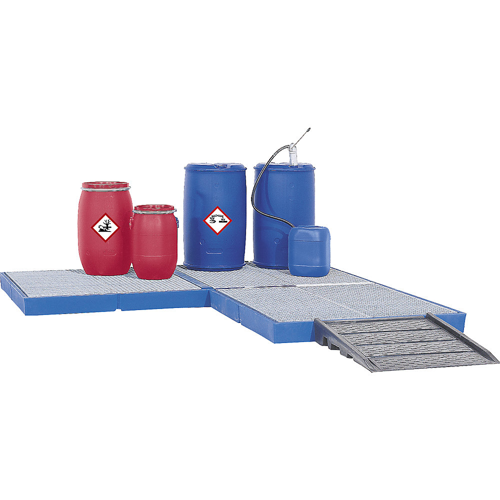 asecos PE loading ramp, for low profile plastic sump tray, WxDxH 900 x 940 x 150 mm