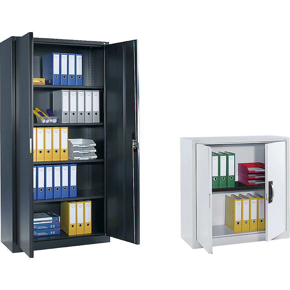 Stahlschrank mit Flügeltüren, HxBxT 1000 x 1000 x 420 mm, hellelfenbein C+P 2