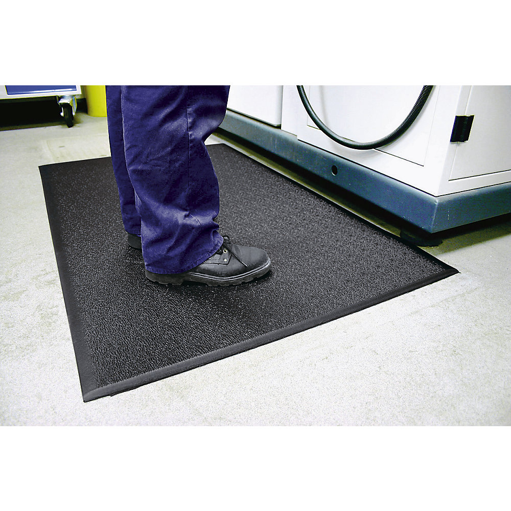 Anti-Ermüdungsmatte Orthomat®, PVC mit Hammerschlagoptik, Höhe 9 mm, 1500 x 900 mm, schwarz/gelb COBA 2