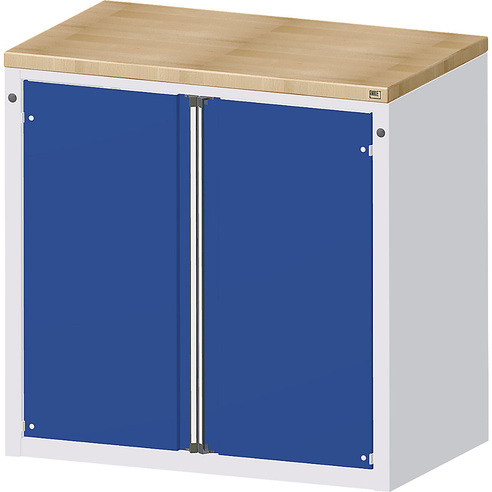 ANKE Cabinet for material and tool dispensing counter, 2 doors, 2 shelves, grey / blue
