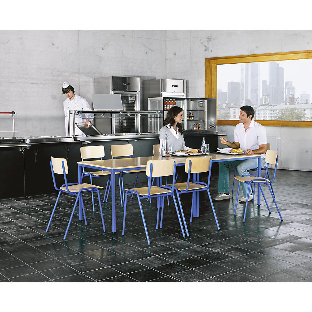 eurokraft basic Multipurpose Table and 4 Chairs Beech Gentian Blue 2