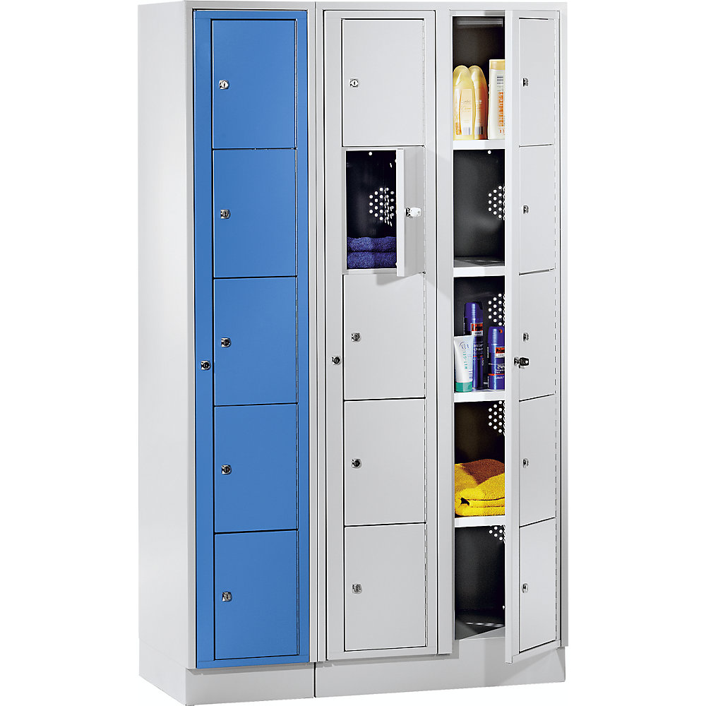 Wäscheausgabeschrank, HxBxT 1800 x 350 x 500 mm, 5 Fächer, lichtgrau / lichtblau Wolf 2