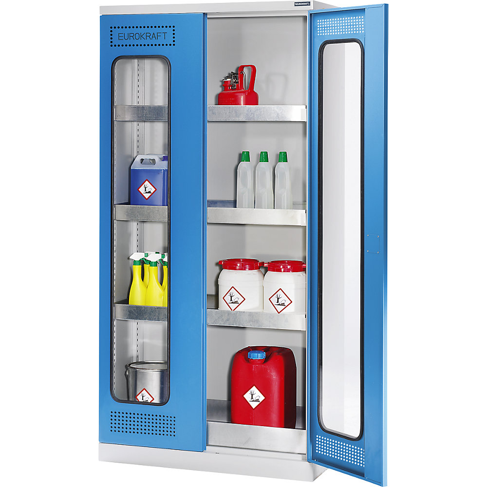 Umweltschrank, mit Sichtfenstertüren, 3 Wannenböden, 1 Bodenwanne, Breite 950 mm eurokraft pro 2