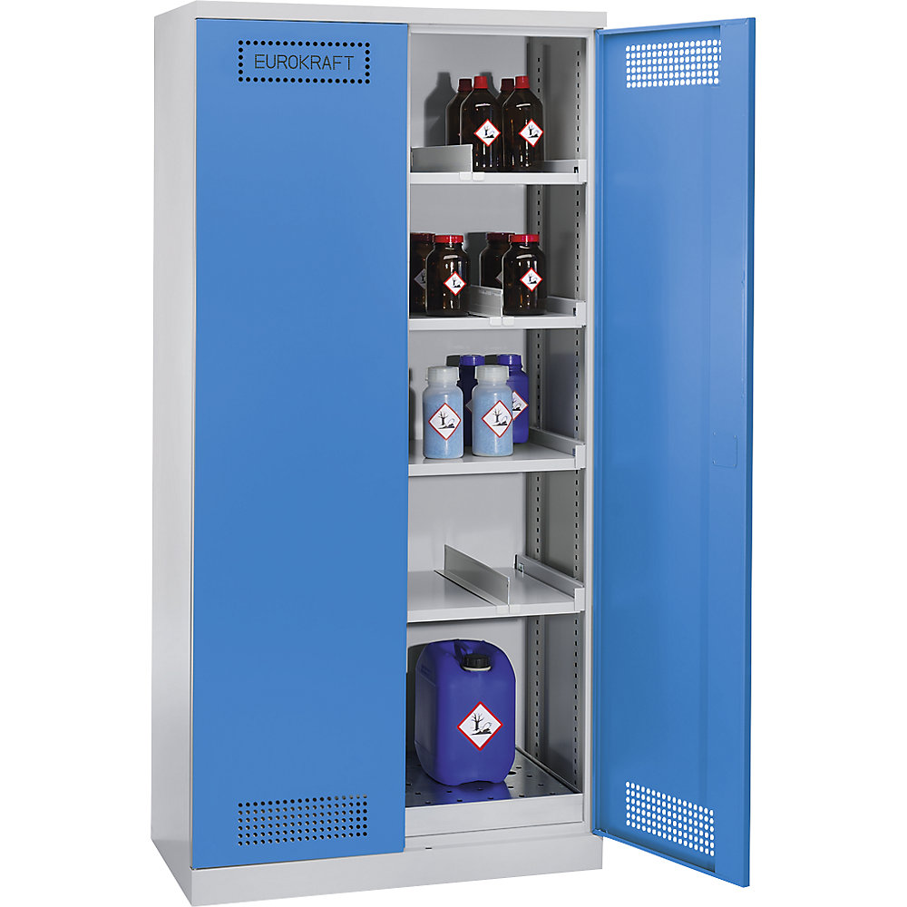 Umweltschrank, Bodenauffangwanne, 4 Fachböden lackiert, HxBxT 1950 x 1200 x 500 mm eurokraft pro 2