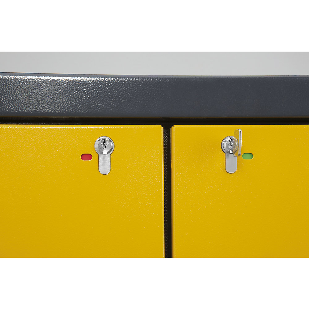 Feuerbeständiger Industrie-Gefahrstoffschrank Typ 90, HxBxT 1955 x 900 x 615 mm, 2-türig, goldgelb asecos 2