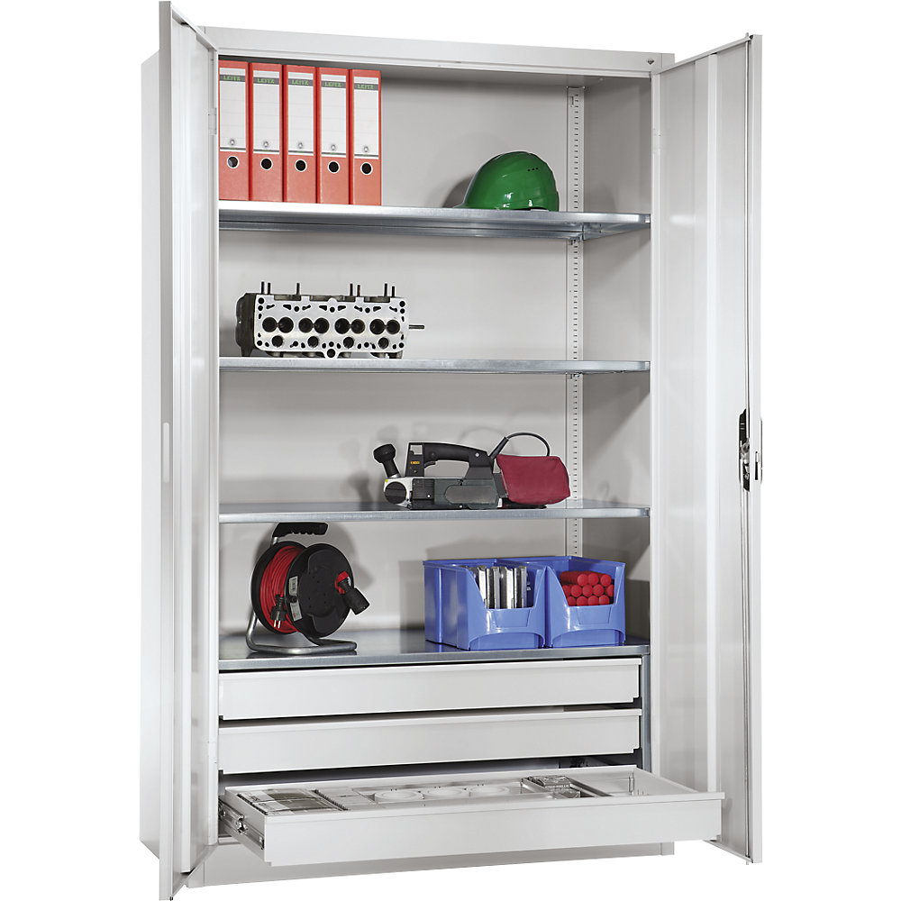 Großraumschrank extrahoch, HxB 1950 x 1200 mm, Tiefe 500 mm, Türe lichtgrau C+P 2