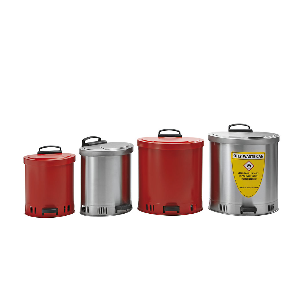 Récipient d'élimination de sécurité avec couvercle à fermeture automatique, 65 litres, acier inoxydable 2