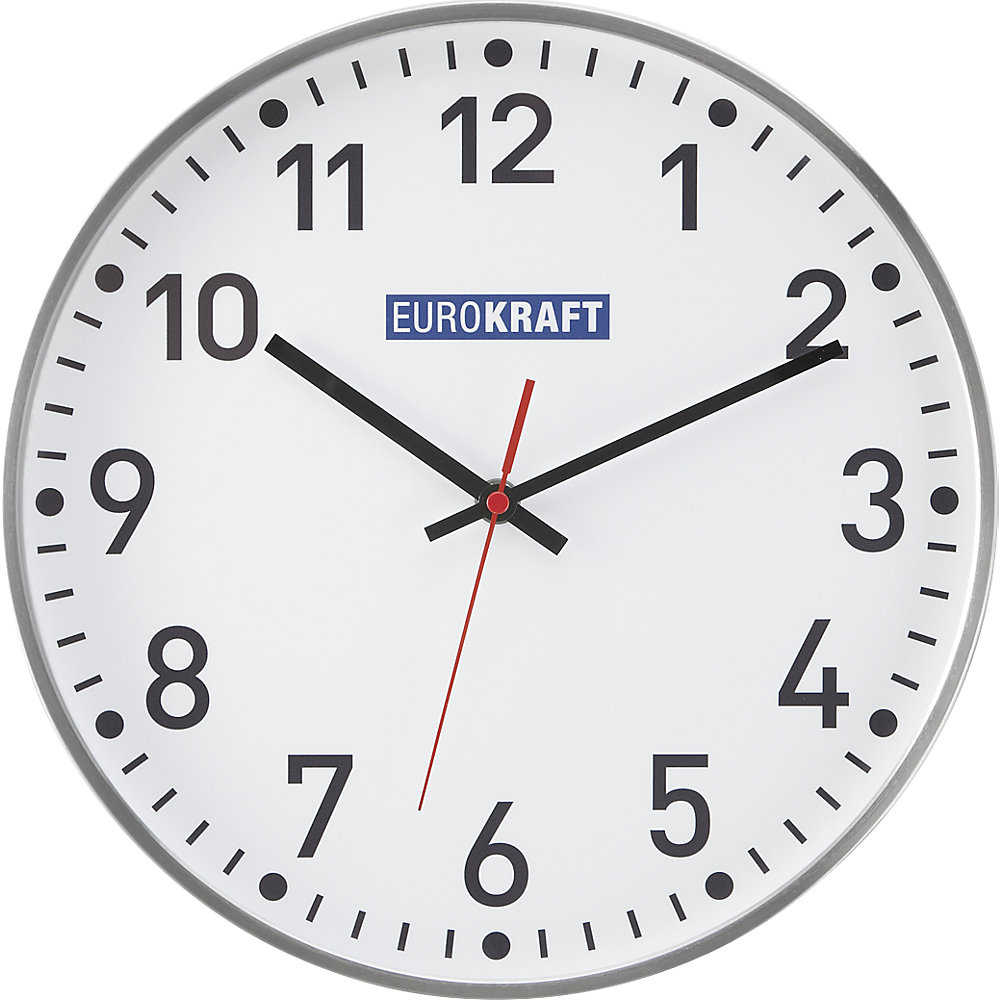 EUROKRAFTpro Wall clock, Ø 300 mm, quartz clock, white clock face