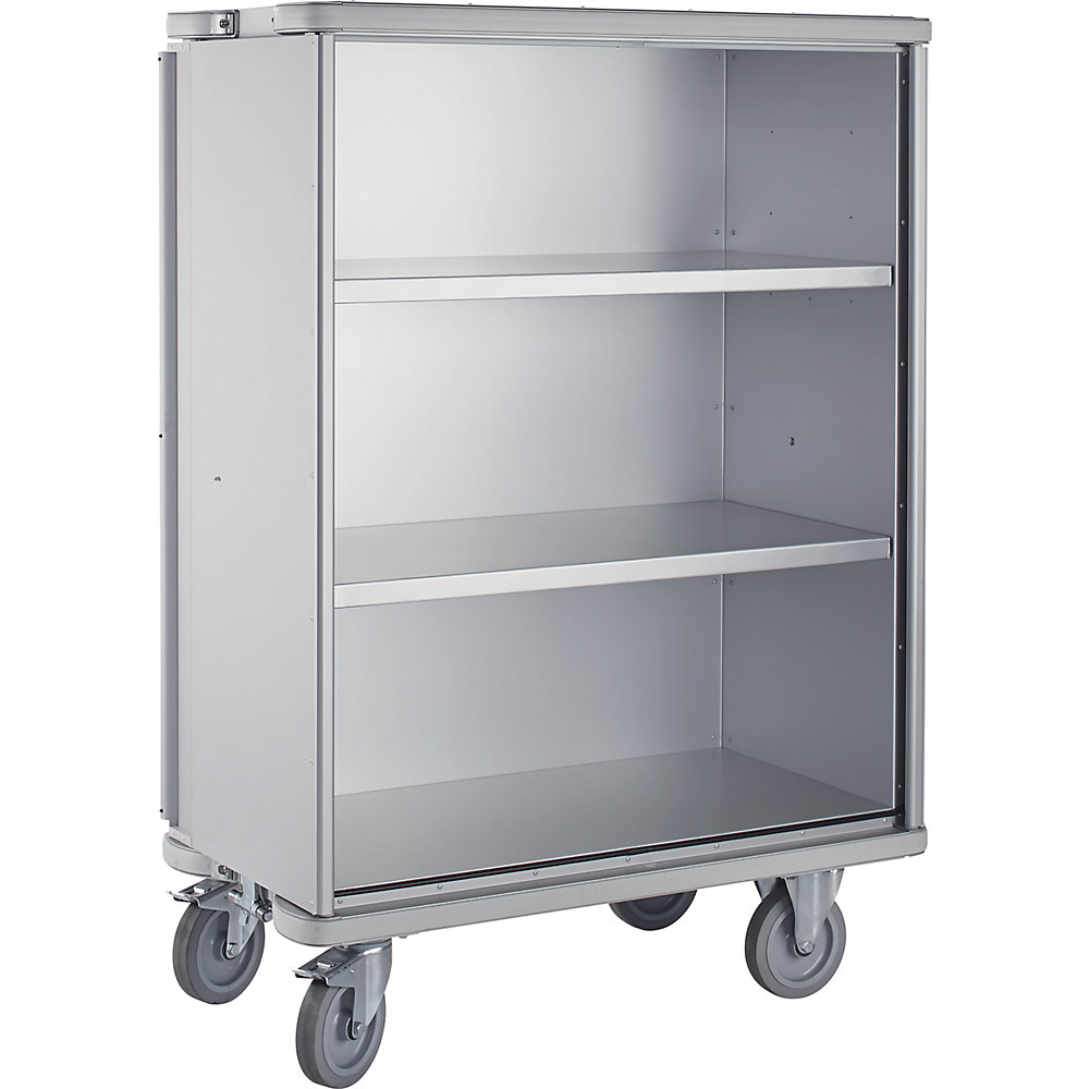ZARGES Aluminium cupboard trolley, capacity 875 l, 2 intermediate shelves