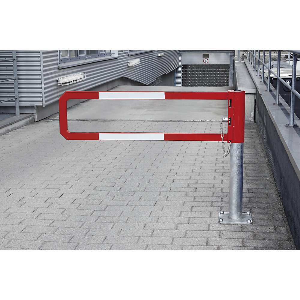 Drehbare Wegesperre, lichte Weite 3 m, feuerverzinkt, zus. pulverbeschichtet rot Mannus 2