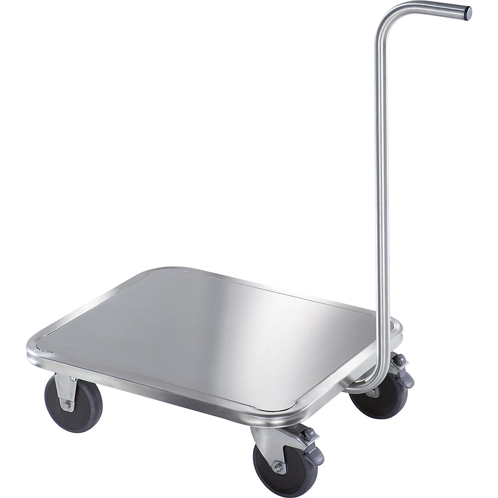 Stainless steel four wheeler, stainless steel wheels, max. load 250 kg