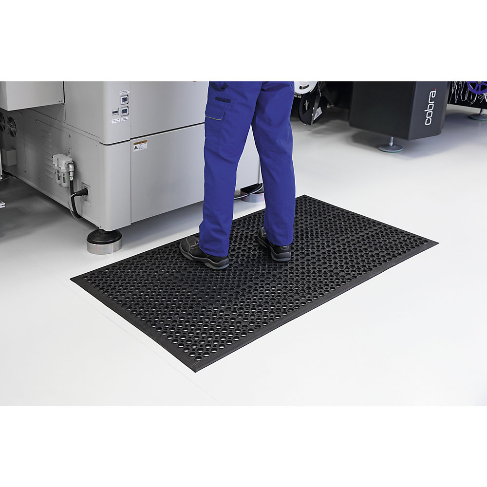 Gelochte Gummimatte Rampmat, LxBxH 1500 x 900 x 12 mm, Gummi schwarz COBA 2