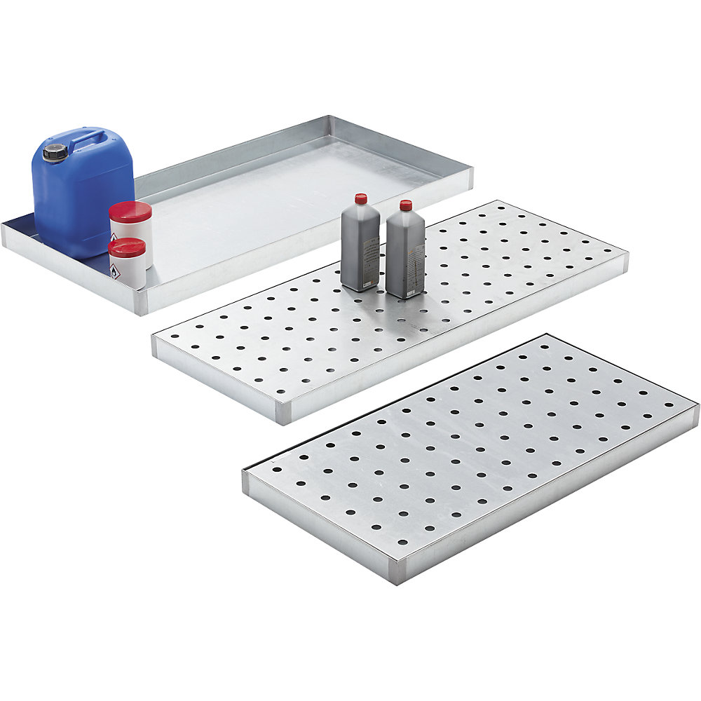 Stahl-Kleingebinde-Universalwanne, verzinkt, Auffangvolumen 25 l, Länge 940 mm eurokraft basic 2