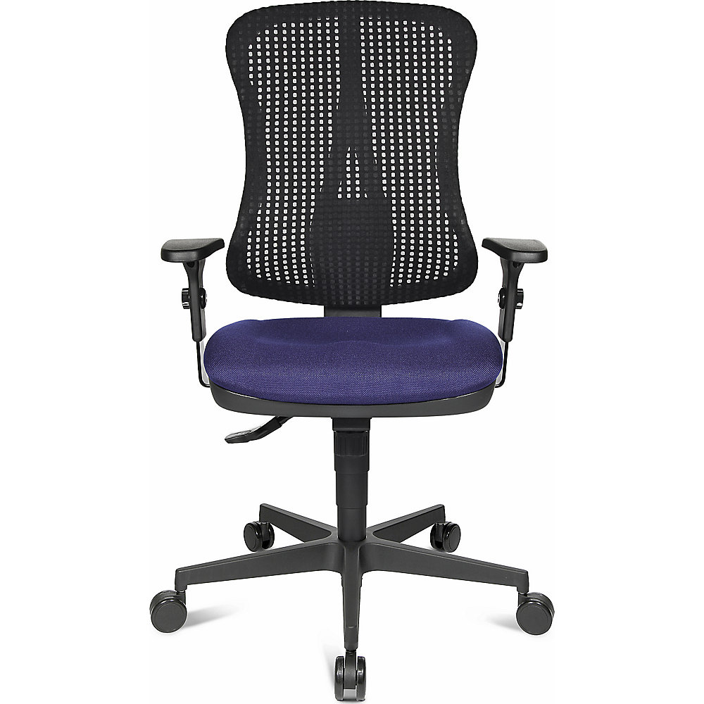 Bürostuhl, Muldensitz, ohne Armlehnen, Sitz blau, Netz-Rücken schwarz Topstar 2