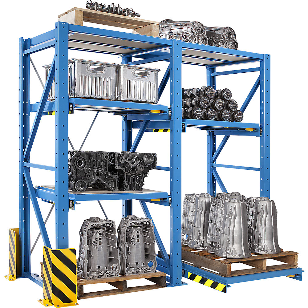 Schwerlast-Auszugregal, Einschubbreite 1290 mm, Tiefe 860 mm, Anbauregal, lichtblau LISTA 2
