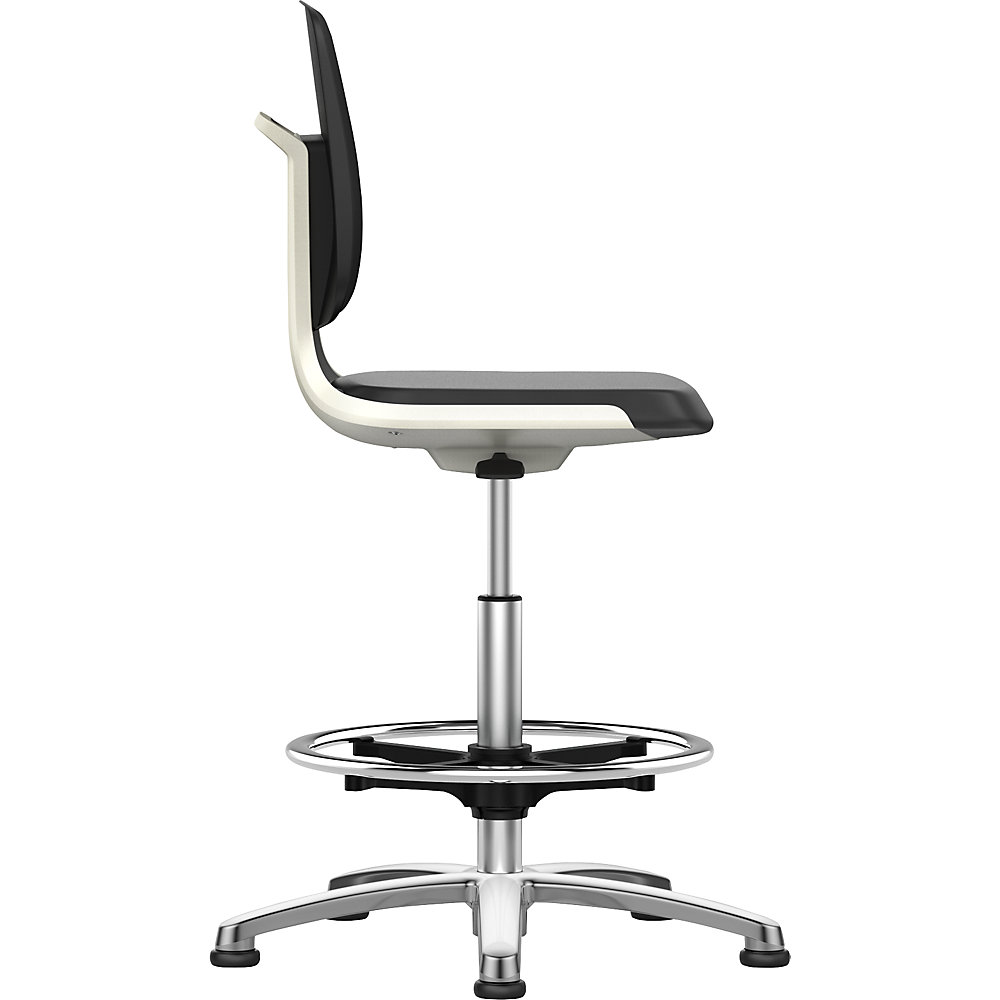 Arbeitsdrehstuhl LABSIT, mit Bodengleitern und Fußring, Sitz aus Skintec, weiß bimos 2