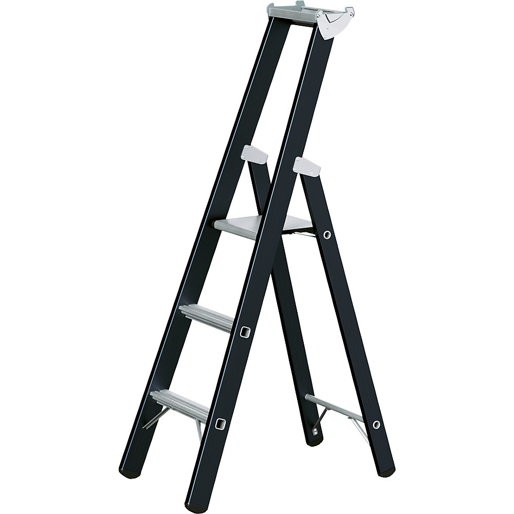 ZARGES Heavy duty step ladder, single sided, 3 rungs incl. platform