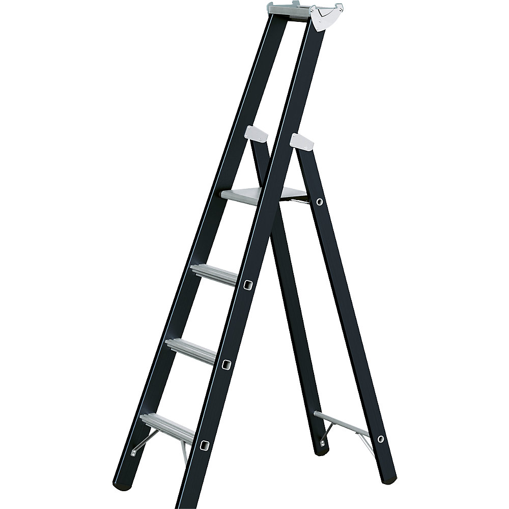 ZARGES Heavy duty step ladder, single sided, 4 rungs incl. platform