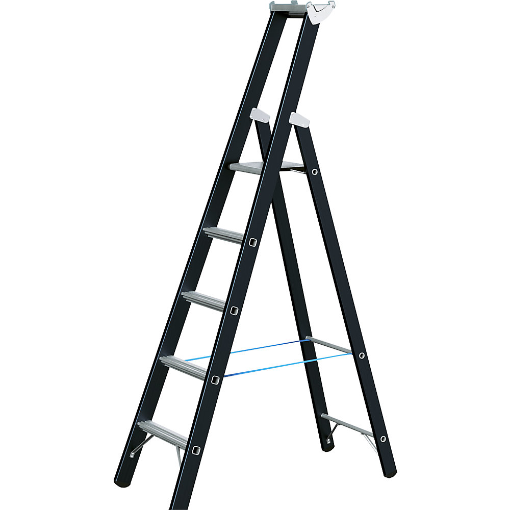 ZARGES Heavy duty step ladder, single sided, 5 rungs incl. platform