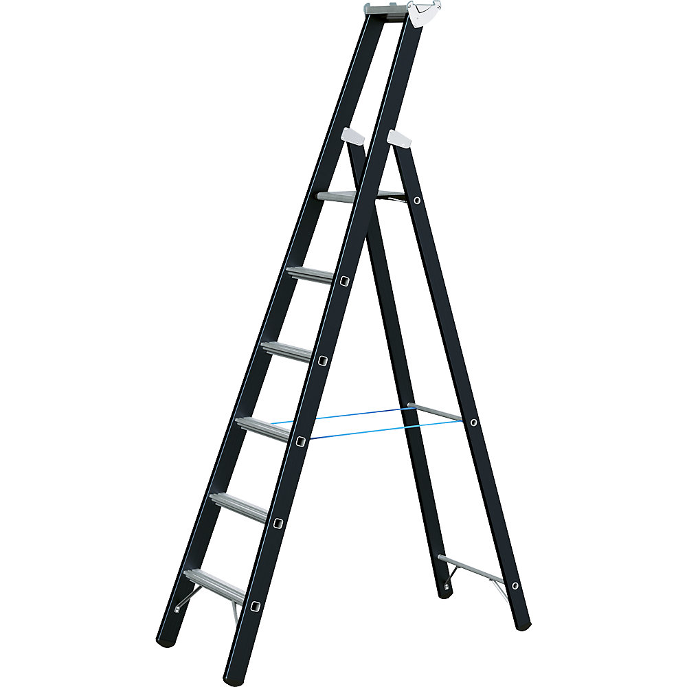 ZARGES Heavy duty step ladder, single sided, 6 rungs incl. platform