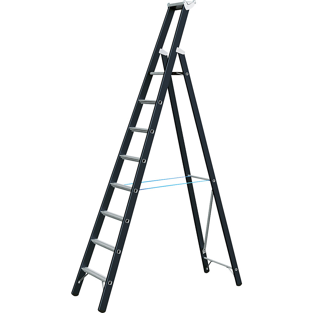 ZARGES Heavy duty step ladder, single sided, 8 rungs incl. platform