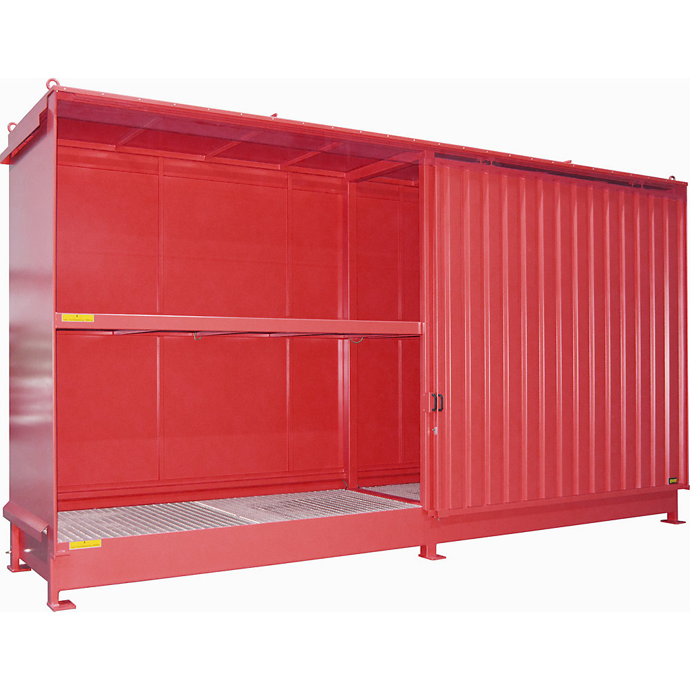 Gefahrstoff-Regalcontainer, Kapazität 8 x 1000-l-IBC/KTC, rot eurokraft pro