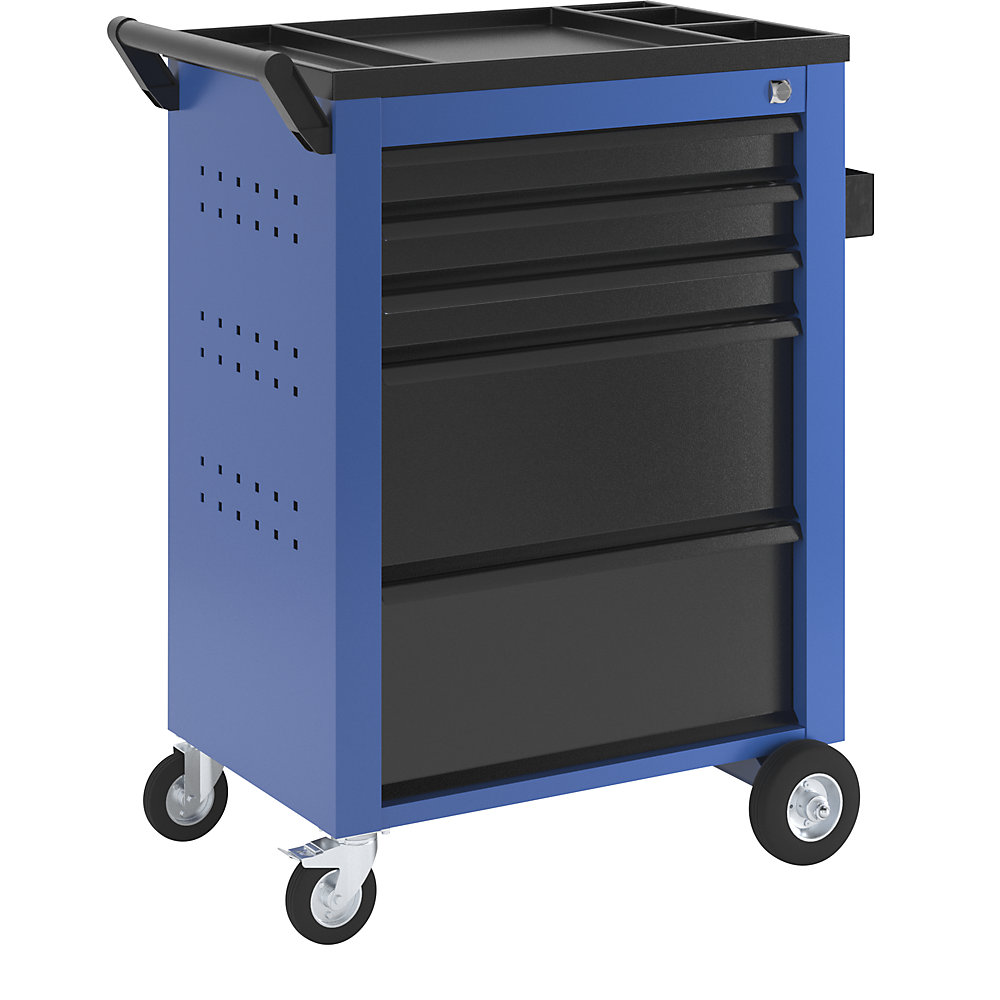 Werkzeugwagen, 5 Schubladen mit Einzelarretierung, HxBxT 930 x 630 x 410 mm, blau eurokraft pro