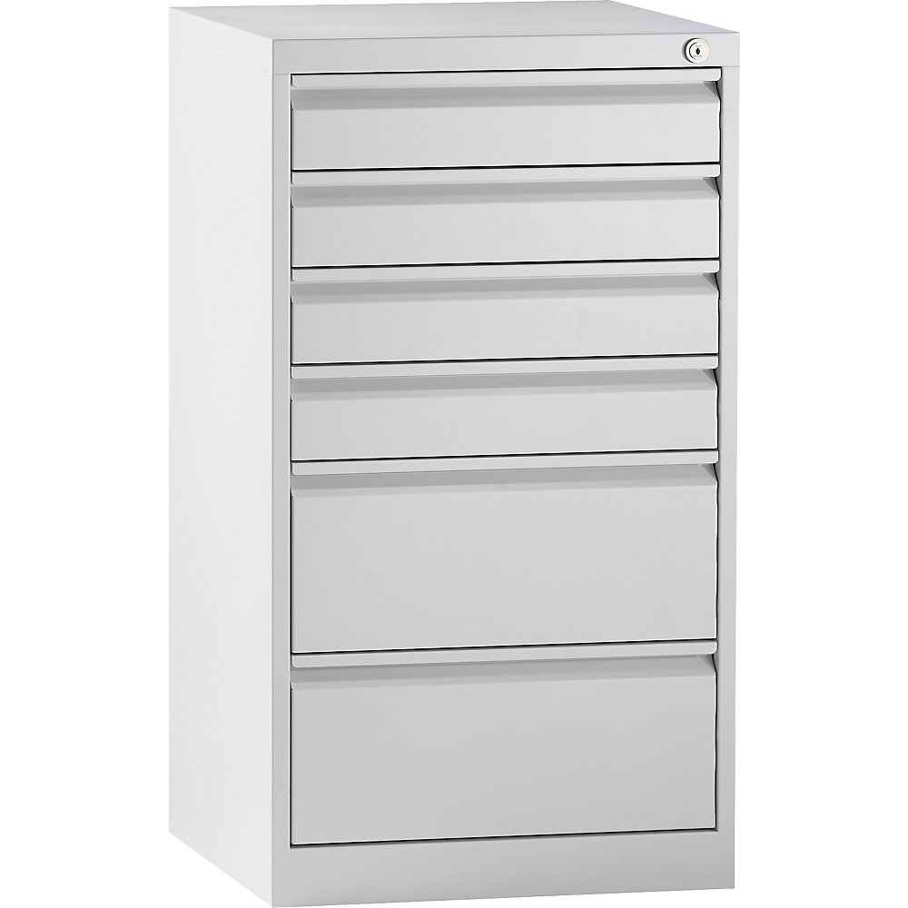 EUROKRAFTbasic Cajonera, acero, H x A x P 900 x 500 x 500 mm, 6 cajones, color de los cajones gris luminoso