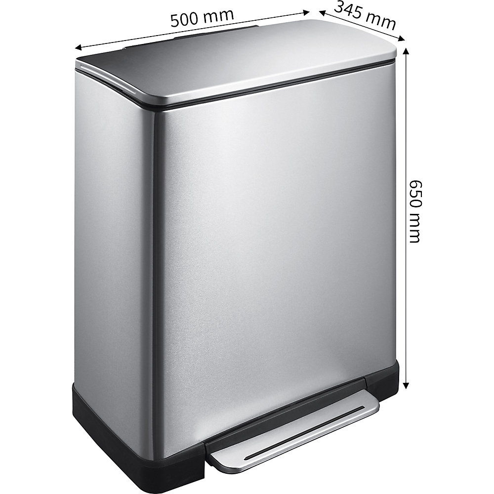 Edelstahl-Tretabfallsammler, eckig, Volumen 18 + 28 l, Anti-Fingerprint-Beschichtung EKO 2