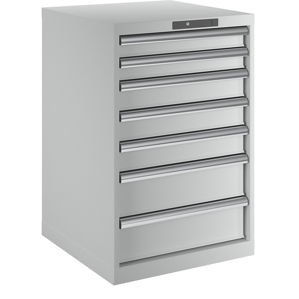 Schubladenschrank, 7 Schubladen, BxTxH 564 x 572 x 850 mm, lichtgrau LISTA