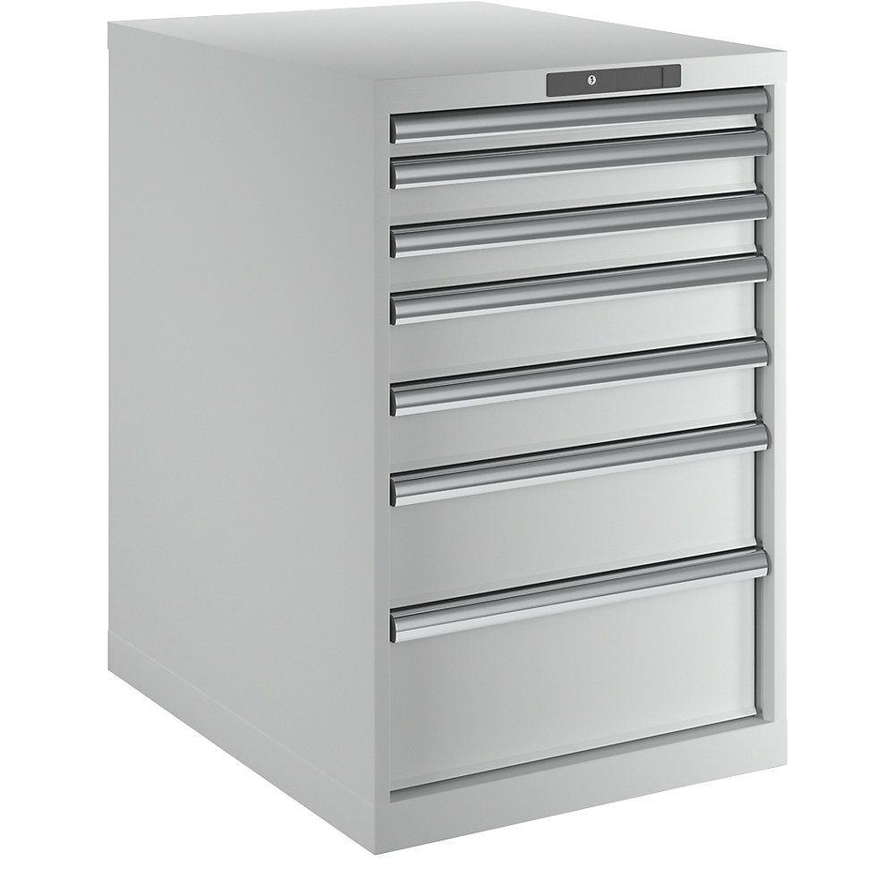 Schubladenschrank, 7 Schubladen, BxTxH 564 x 724 x 850 mm, lichtgrau LISTA