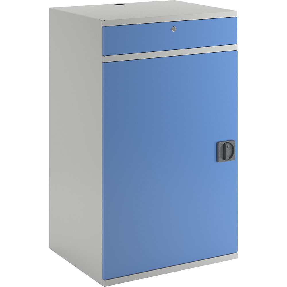 Computer-Arbeitsstation, Stahlblech, HxB 1060 x 650 mm, ohne Monitorgehäuse, Türfarbe Lichtblau eurokraft pro 2