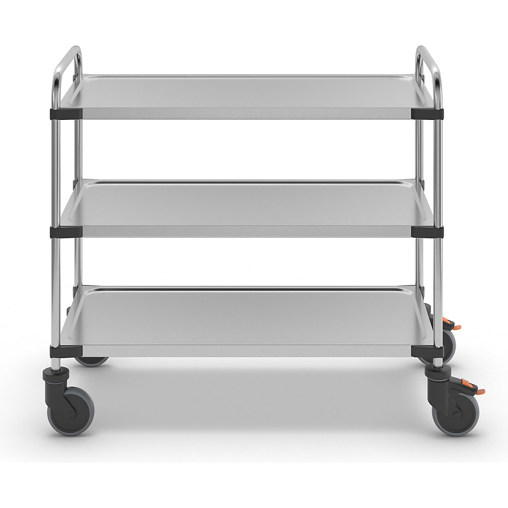 kaiserkraft Servierwagen aus Edelstahl, mit 3 Etagen, LxBxH 1070 x 570 x 950 mm, unmontiert 2
