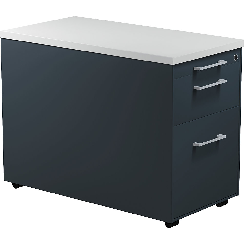Mauser Verrijdbaar ladeblok, h x d = 579 x 800 mm, 1 materiaallade, 1 hangmappenlade, antracietgrijs / antracietgrijs / lichtgrijs