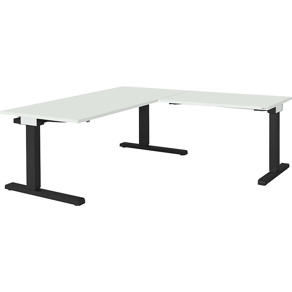 Bureau réglable en hauteur, relié